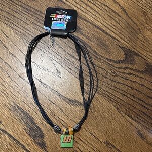 NASCAR Lifetiles Black Cord Necklace with Orange Number 10 Pendant